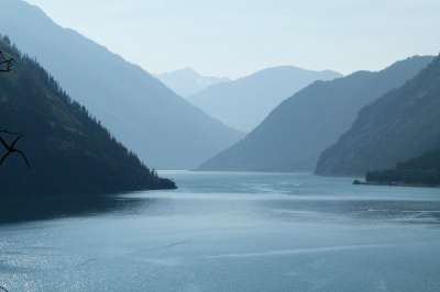 塞顿湖 利洛埃特 不列颠哥伦比亚省 加拿大 景观 风景 阴霾 水
