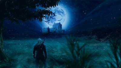 巫师 月亮 树 城堡 夜晚 天空 幻想 神秘 蝙蝠 魔法