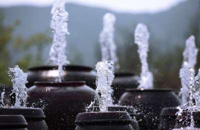 喷泉 姜德台 半胜 夏天 Jar 池塘 公园 旅行 韩国 打破