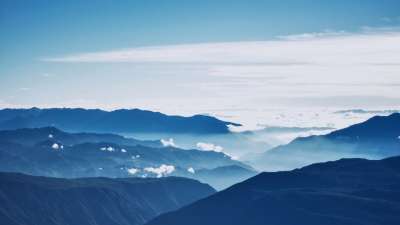 云 有雾的 景观 山脉 山 自然 天空 蓝色山脉