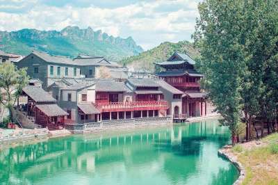 湖 古建筑 村庄 司马台 中国 水 反射 建筑物 旧楼 老镇