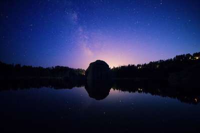 森林湖 黑岗 星星 银河 夜晚 夜间 天空 南达科他州