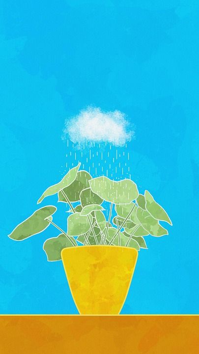 创造力 思维 绘画 盆栽 雨 云 蓝天 蓝色雨 蓝色的思想