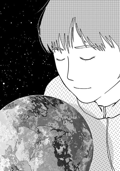 想象力 童话故事 创造力 插画师 绘画 女孩 行星 地球
