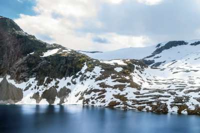 景观 挪威 湖 雪 山 亲爱的 云