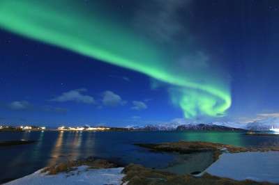 北极光 挪威 北极 Borealis 绿色 冬天 景观