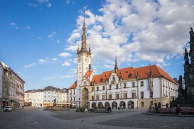 奥洛穆茨 捷克共和国 Cz 市政厅 小镇广场 城市 塔 历史中心