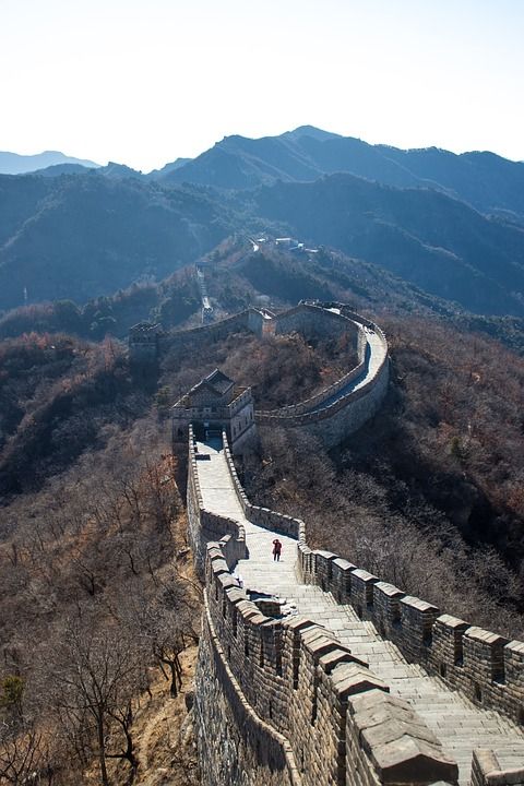 长城 中国 墙 地标 建造 结构 古老的 著名的 山