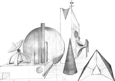 幻想 建筑学 未来 科幻 抽象的 子弹 圆锥形 抛物面镜