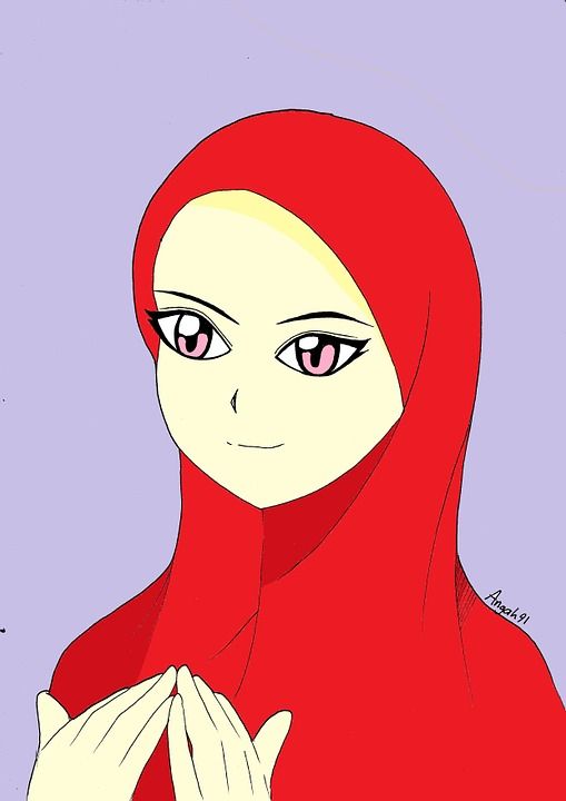 头布 头巾 女孩 女士 伊斯兰教 阿拉伯 委员会 漫画 画画