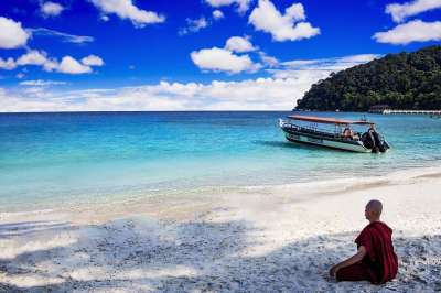 水 海 旅行 海滨 海滩 Lang中央岛 僧 小乘佛教 冥想