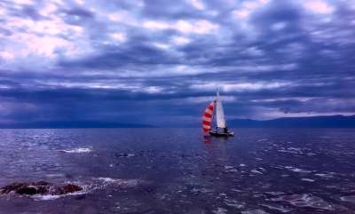 海 海洋 帆船 航行 闲暇 娱乐 天空 云 日落 日出 假期