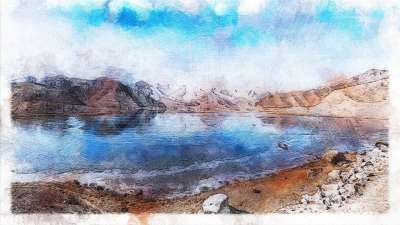 景观 山 自然 湖 水 绘画 创造力 艺术品