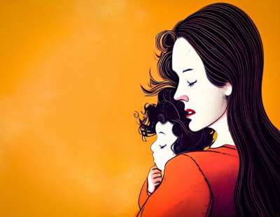 母亲节快乐 母性 妈妈 育儿 卡通片 女士 孩子 爱 肖像