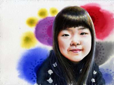 水彩 肖像水彩 艺术 人物画 肖像 绘画 儿童 亚洲人 人物水彩