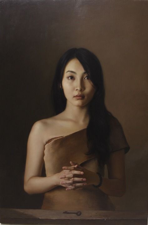 中国 油画 美女