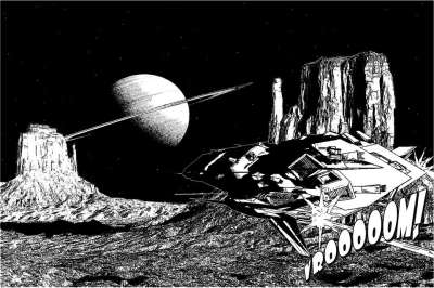 月球景观 土星 飞船 山 漫画 连环画 图画小说 景观 行星