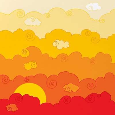 日落 云 太阳 天空 黄昏 暮 手绘 日出 卡通片 背景