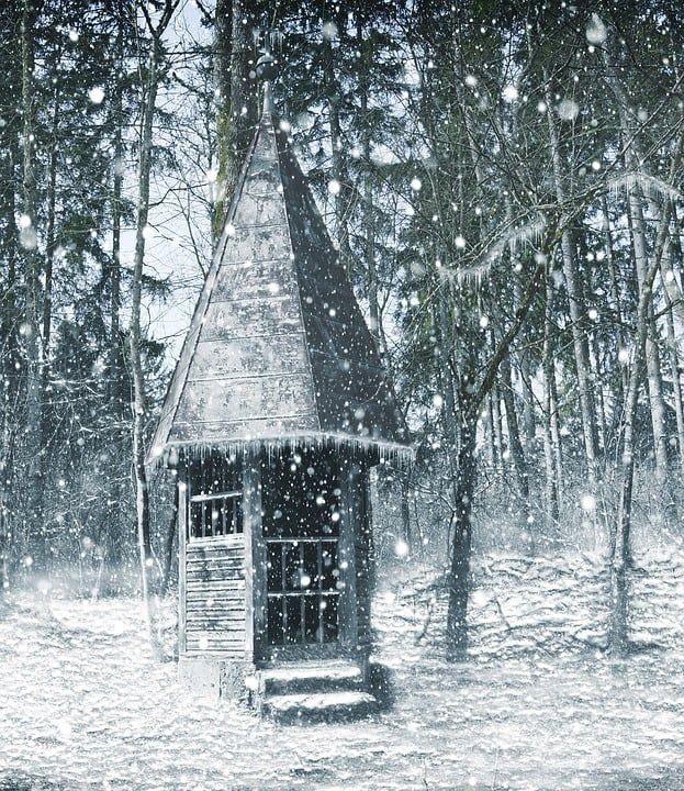 冬天 森林 雪 教堂 艺术 设计 冰 寒冷的 剪贴簿 优质的