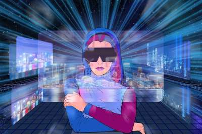 元界 虚拟现实 女士 虚拟的 空间 世界 城市广场 云 现实