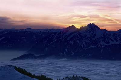 山景 日落 雾之海 景观 魅力 山 天堂 云 全景 外表