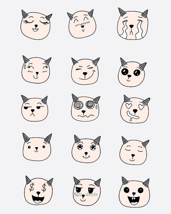 猫 情绪 图标 贴纸 放 收藏 有趣的 卡通片 可爱的 宠物