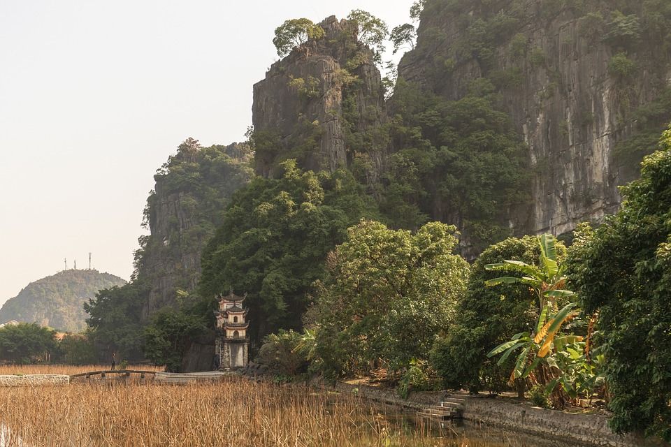 寺庙, 通路, 废墟, 宁平, 越南