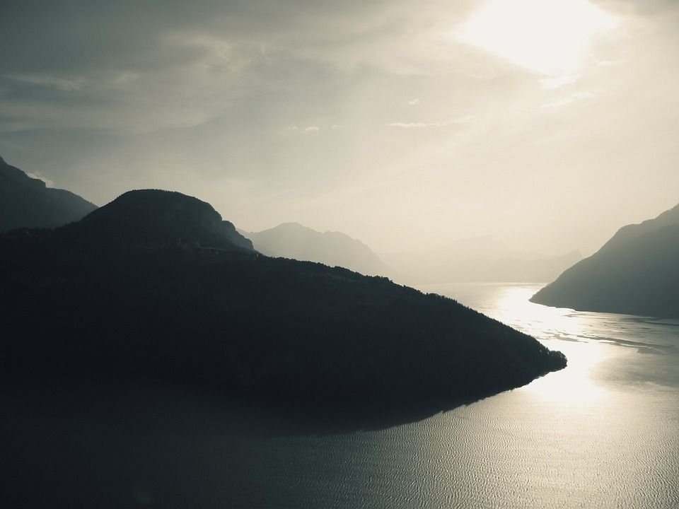 维尔瓦尔德施泰特湖, 湖, 山, 晚上的气氛, 瑞士, 景观, 阿尔卑斯山, 云