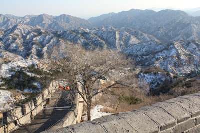 中国的长城 北京 冬天 雪 中国 旅游景点 地标 山