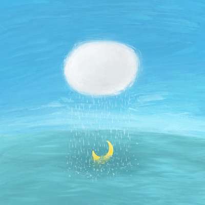 雨 月亮 海 水 云 天空 天气 风暴 超现实的 卡通片