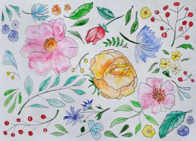 高清壁纸 花朵 芽 花园 夏天 春天 水彩 画画 压痛 季节