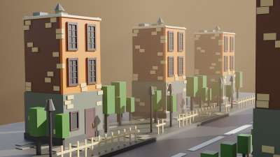 玩具 3D 街道 城市 积木 道路 建筑物 立方体 数字艺术