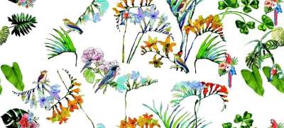粉色 花 数码 绿色 花的 模式 水彩