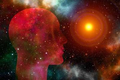 星系 头 男人 存在 抽象的 宇宙 镜头光晕 太阳 心理学
