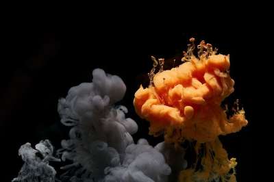 抽象的 墨水 那 橙色的 黑色 灰色的 背景 画 水彩 艺术