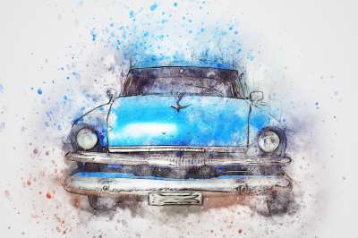 车 旧车 艺术 抽象 水彩 优质的 汽车 艺术的 T恤 水彩画