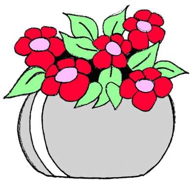 石锅 红色 花 儿童 画画 红色花