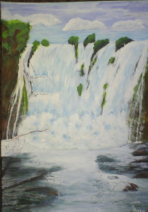 瀑布 水 流动 绘画 图片 艺术 作画 染 艺术的 艺术家