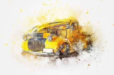 车 旧车 艺术 抽象 水彩 优质的 T恤 艺术的 汽车 设计