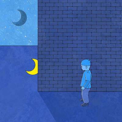 绘画 创造力 想象力 月亮 孩子们 蓝色月光 蓝色的漆 蓝色油漆