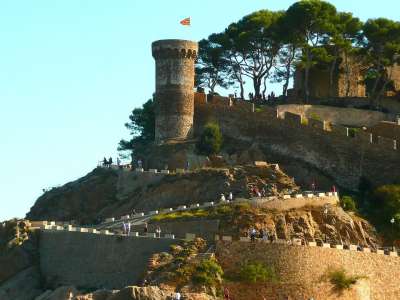 西班牙 城堡 Tossa De Mar 建筑物 结构 人们 游客