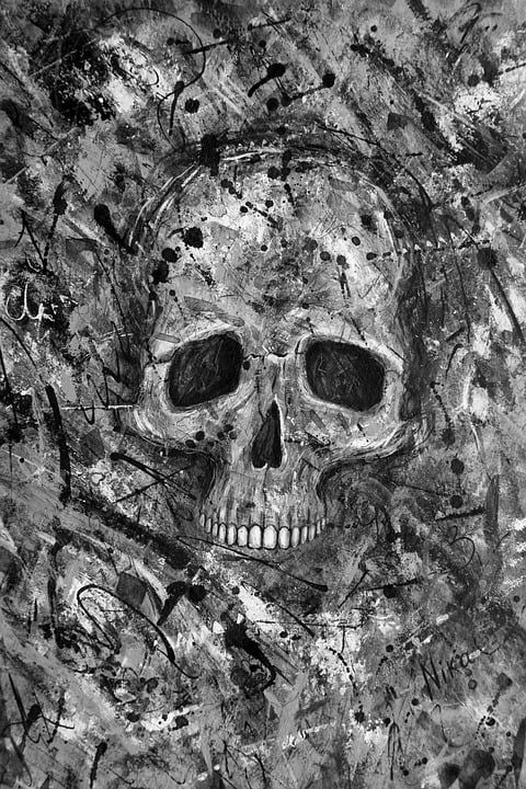 黑暗的 垃圾摇滚 颅骨 死的 压克力 幽灵般的 可怕的 绘画