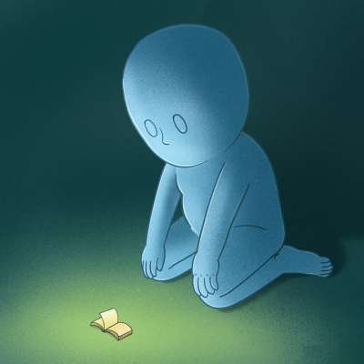 巨大的 书 读者 小说 绘画 超现实的 卡通片 想象力 幻想
