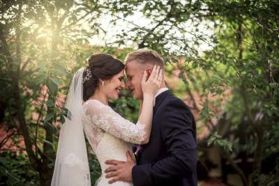 我爱 爱骗局 婚礼 一对 自然 新娘 户外