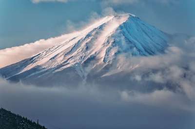 富士山 山 雪 云 Snowcap 冬天 早晨 自然 景观