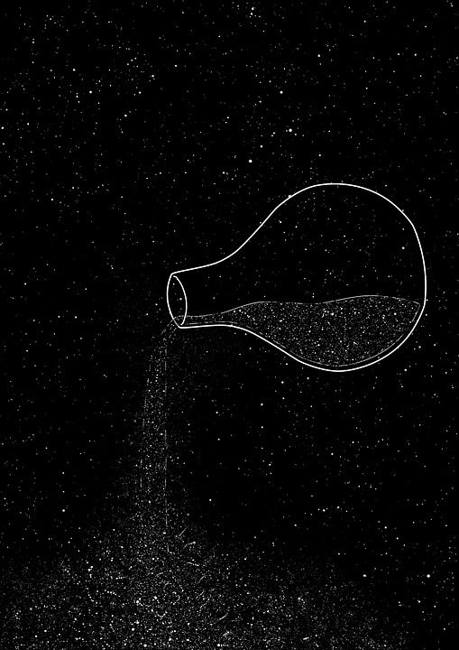 创造力 思维 绘画 黑和白 星星 水 杯子 瓶子 黑色的水