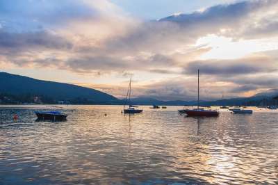 景观 湖 在Wörthersee 克恩顿州 奥地利 自然 早上心情