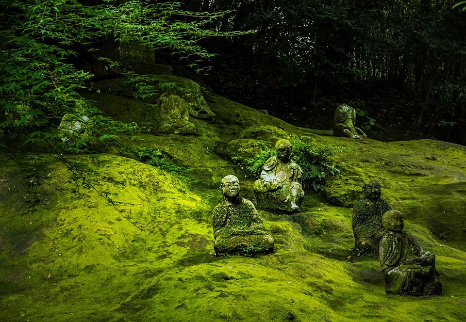 日本, 佛像, 石佛, 佛教, 雕像, 亚洲, 熊本, 青苔, 绿色, 日本