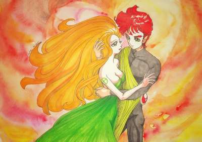 艺术 美丽的 绘画 爱 橙色的爱 橙色艺术 橙色的美女 橙色的画