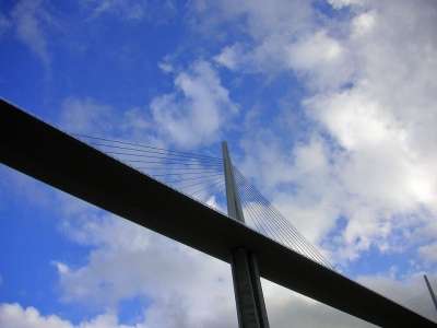 米洛大桥 跨度 桥 工程 建造 钢 美丽的 技术的 天空 云